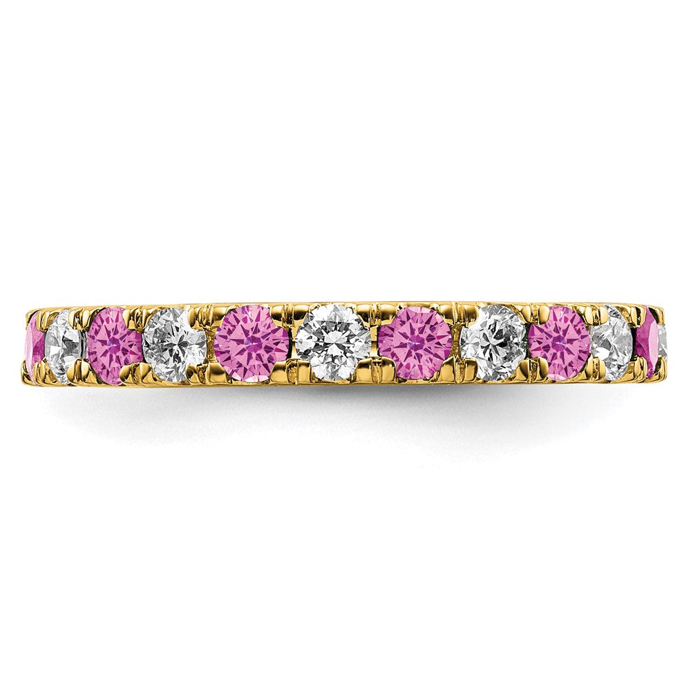 Shop 14K Gold 7/8 Carat Lab-Grown Diamond Eternity Band with Pink Sapphires - Stylish Value!