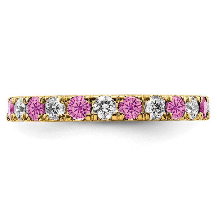 High-Quality 14K Gold 3/4 Carat Diamond Eternity Band with Pink Sapphires - Stylish Value-3