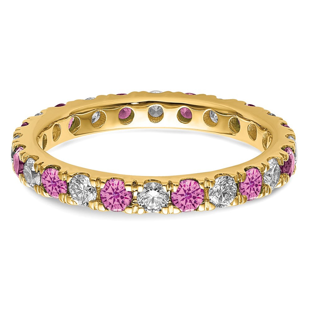 High-Quality 14K Gold 3/4 Carat Diamond Eternity Band with Pink Sapphires - Stylish Value