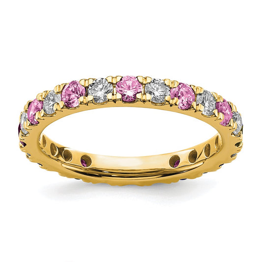 Buy Stylish 14K Gold Eternity Band with 7/8 Carat Lab-Grown Diamond & Pink Sapphire