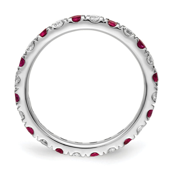14K White Gold Eternity Band - 3/4 Carat Lab-Grown Diamond Ruby, Size 4.5