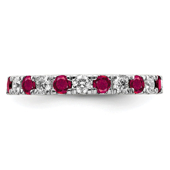 Exclusive 14K White Gold Eternity Band - 3/4 Carat Lab-Grown Diamond & Ruby, Stylish Size 7-3