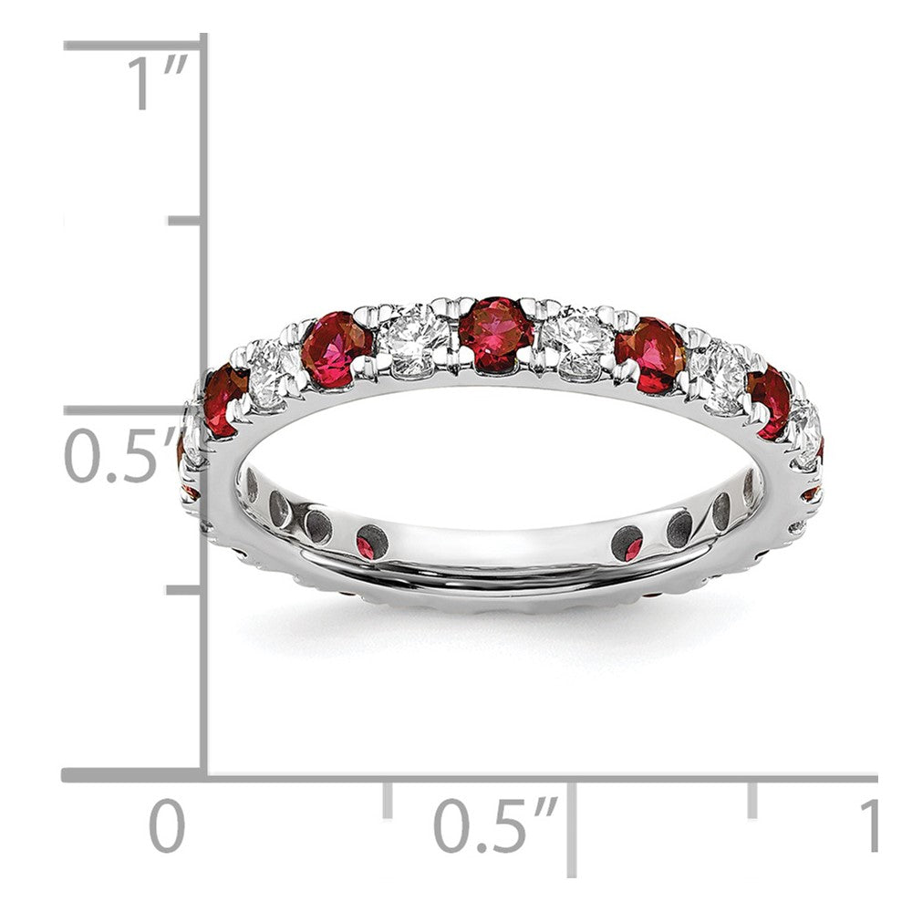 Shop Stylish 14K White Gold Eternity Band - 3/4 Carat Lab-Grown Diamond & Ruby, Size 4.5