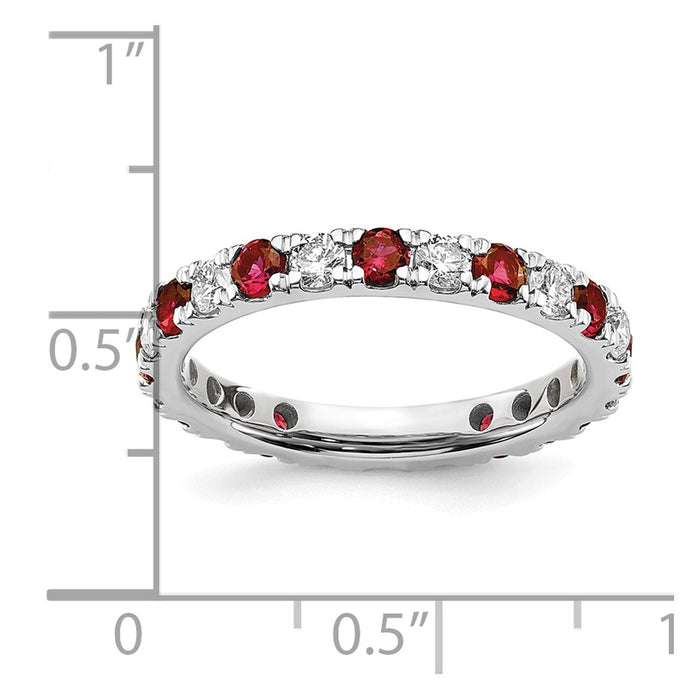 Shop Stylish 14K White Gold Eternity Band - 3/4 Carat Lab-Grown Diamond & Ruby, Size 4.5-6