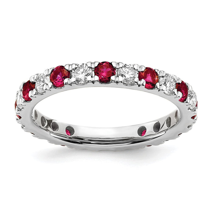 Shop Stylish 14K White Gold Eternity Band - 3/4 Carat Lab-Grown Diamond & Ruby, Size 4.5-1