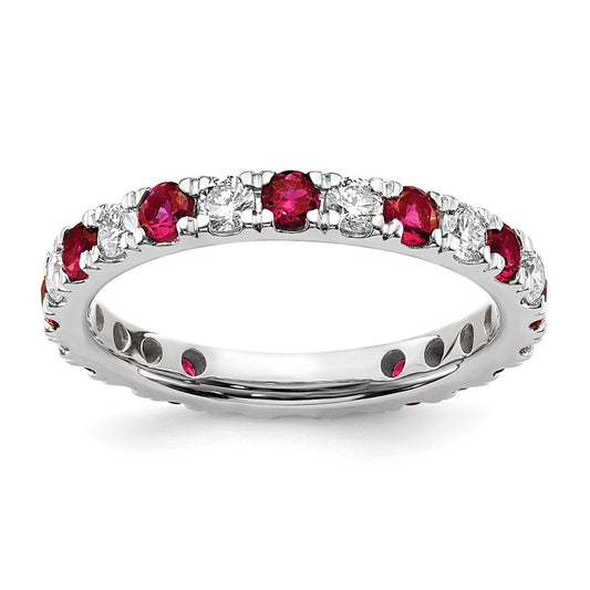 Buy Exclusive 14K White Gold Eternity Band - 3/4 Carat Lab-Grown Diamond & Ruby, Stylish Size 6.5