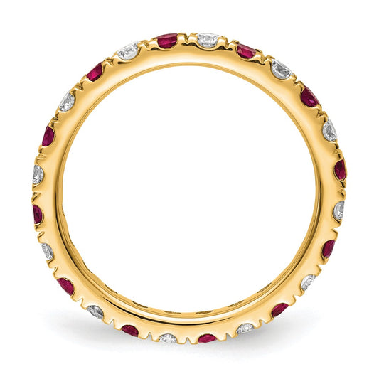 Exclusive 14K Gold Eternity Band: 3/4 Carat Lab-Grown Diamond & Ruby, Size 7