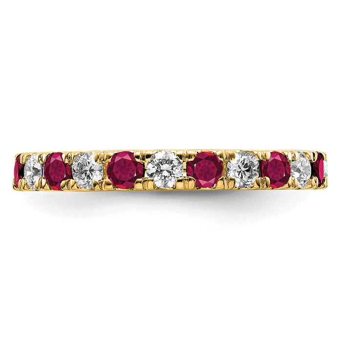 Exclusive 14K Gold Eternity Band: 3/4 Carat Lab-Grown Diamond & Ruby, Size 7-3