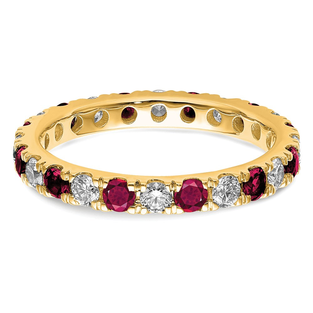 Exclusive 14K Gold Eternity Band: 3/4 Carat Lab-Grown Diamond & Ruby, Size 7