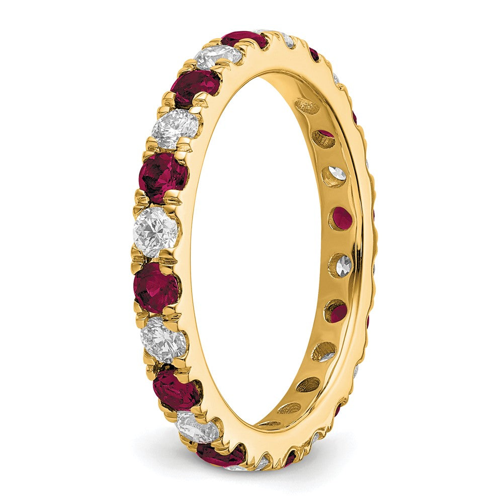 Exclusive 14K Gold Eternity Band: 3/4 Carat Lab-Grown Diamond & Ruby, Size 7