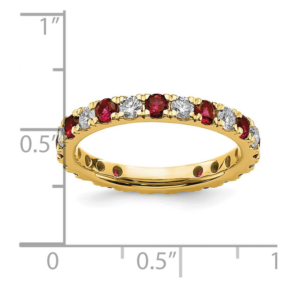 Exclusive 14K Gold Eternity Band: 3/4 Carat Lab-Grown Diamond & Ruby, Size 7