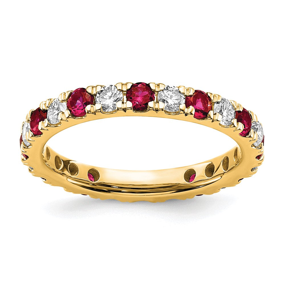 Exclusive 14K Gold Eternity Band: 3/4 Carat Lab-Grown Diamond & Ruby, Size 7