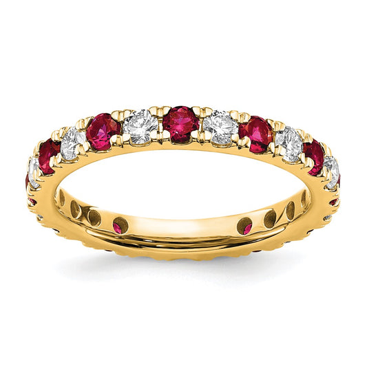 Exclusive 14K Gold Eternity Band: 3/4 Carat Lab-Grown Diamond & Ruby, Size 7