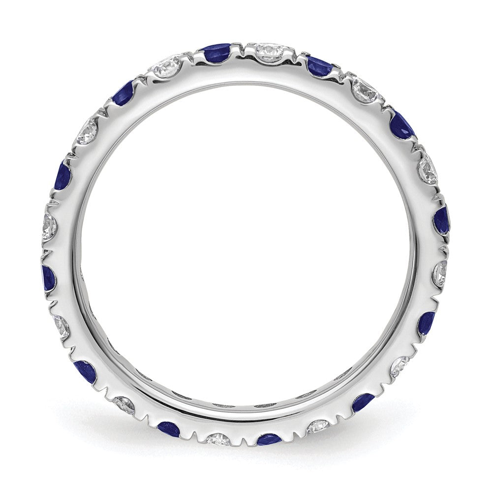 Buy Exclusive 14K White Gold Eternity Band with 7/8 Carat Lab-Grown Diamond & Blue Sapphire - Stylish Size 9