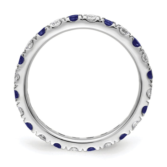 Buy Exclusive 14K White Gold Eternity Band with 7/8 Carat Lab-Grown Diamond & Blue Sapphire - Stylish Size 9