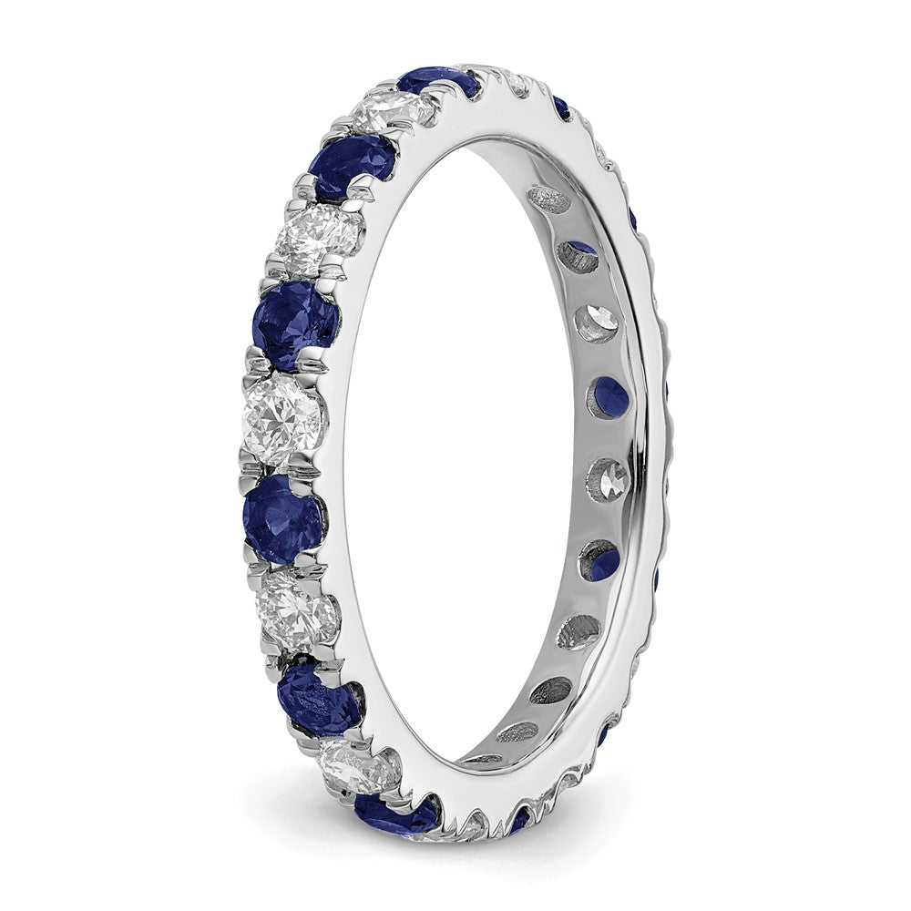 Buy 14K White Gold Eternity Band with 7/8 Carat Lab-Grown Diamonds & Sapphires - Luxury Design, Size 8.5