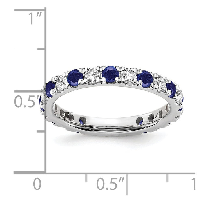 Buy 14K White Gold Eternity Band with 7/8 Carat Lab-Grown Diamonds & Sapphires - Luxury Design, Size 8.5-6