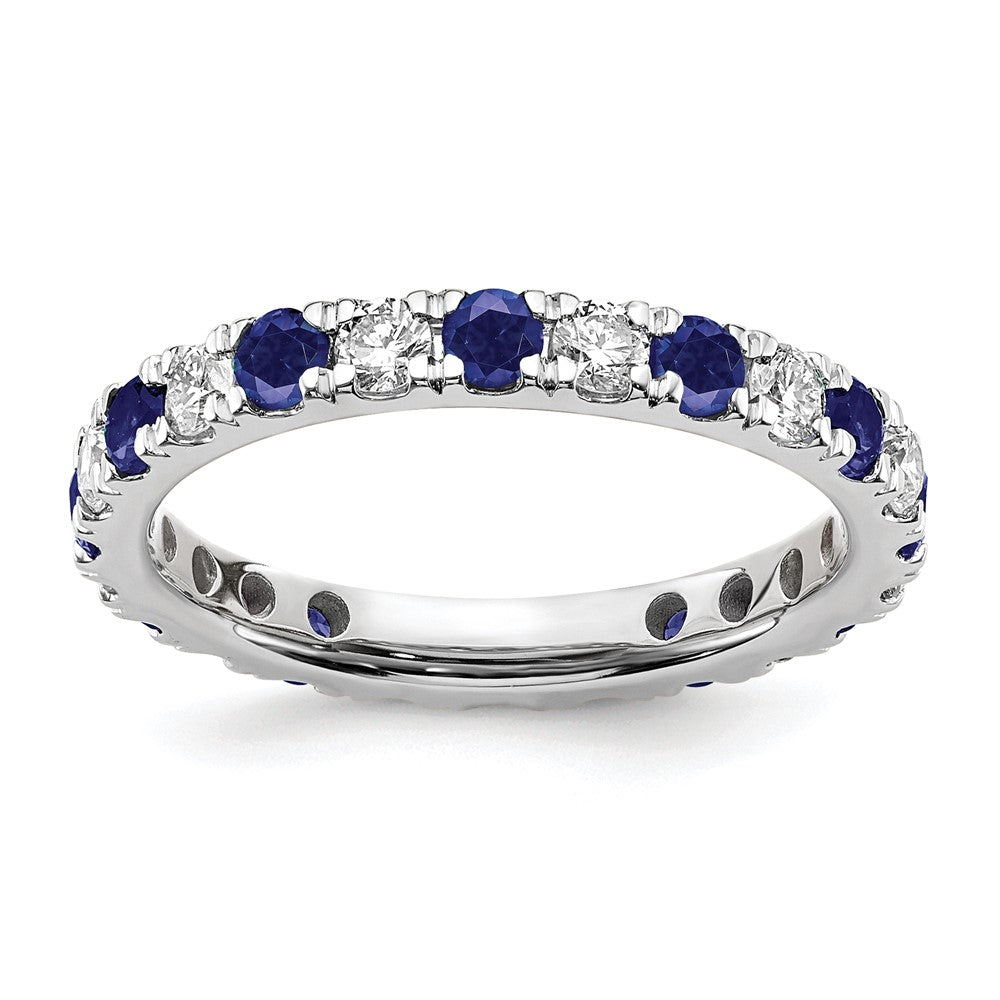 Buy Exclusive 14K White Gold Eternity Band with 7/8 Carat Lab-Grown Diamond & Blue Sapphire - Stylish Size 9