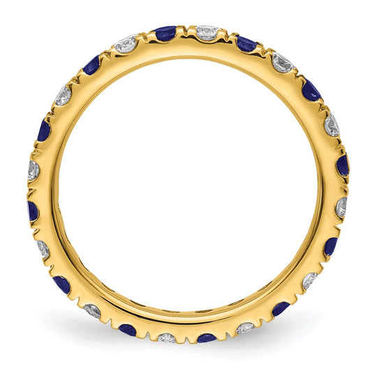 Exclusive 14K Gold 7/8 Carat Eternity Band with Lab-Grown Diamonds & Sapphires - Stylish Value!