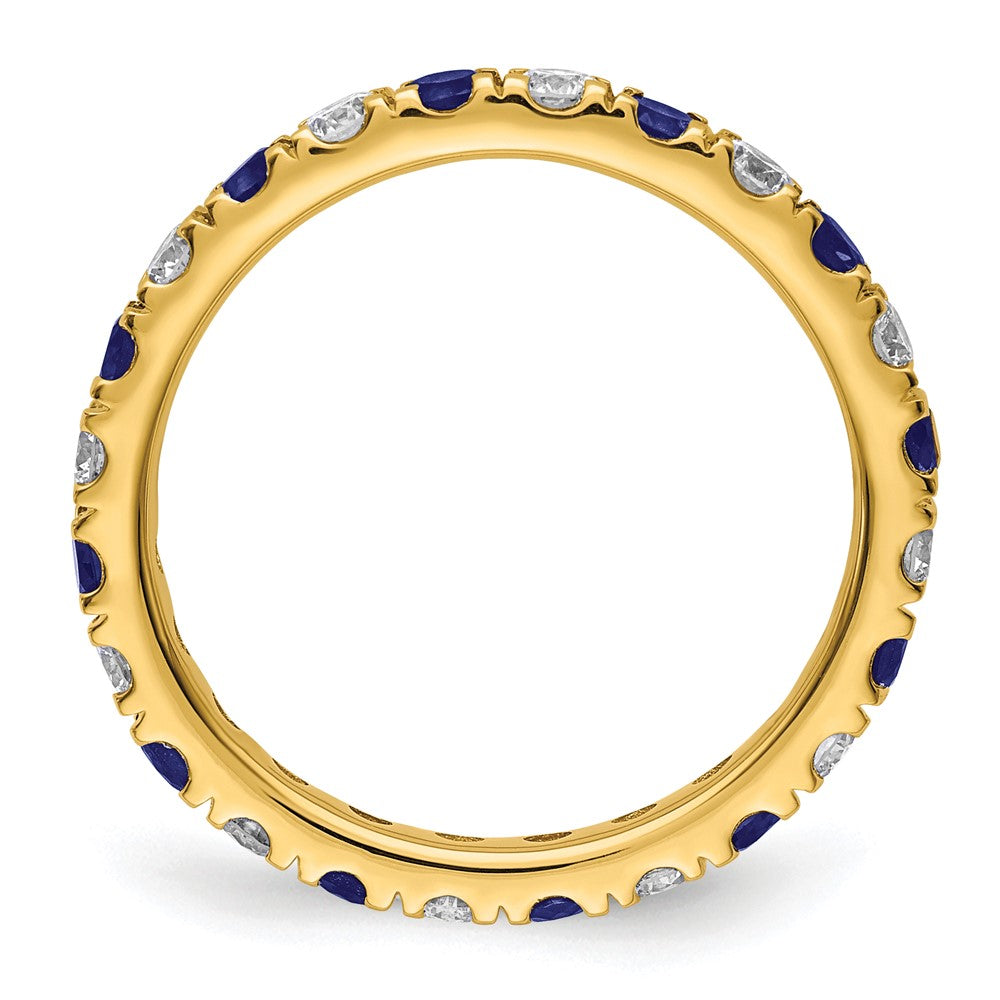 Exclusive 14K Gold Eternity Band: 3/4 Carat Lab-Diamond & Blue Sapphires