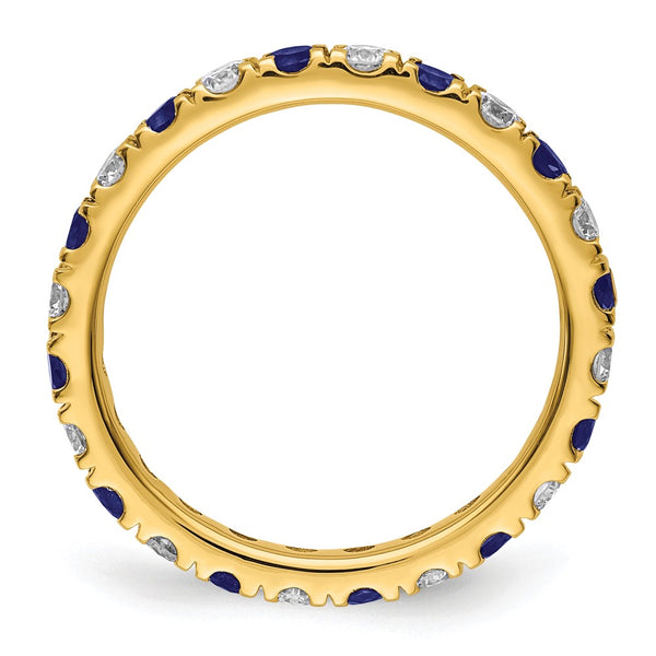 14K Gold Eternity Band - 3/4 Carat Lab-Grown Diamonds Sapphires