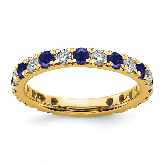 Exclusive 14K Gold Eternity Band with 7/8 Carat Lab-Diamond & Sapphires