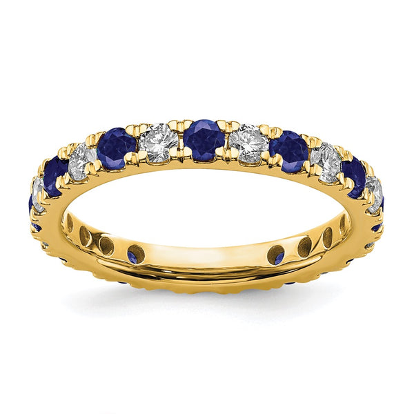 14K Gold Eternity Band - 3/4 Carat Lab-Grown Diamonds Sapphires