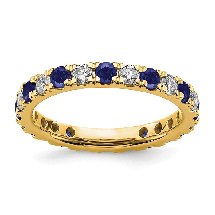 Exclusive 14K Gold 7/8 Carat Eternity Band with Lab-Grown Diamonds & Sapphires - Stylish Value!-1