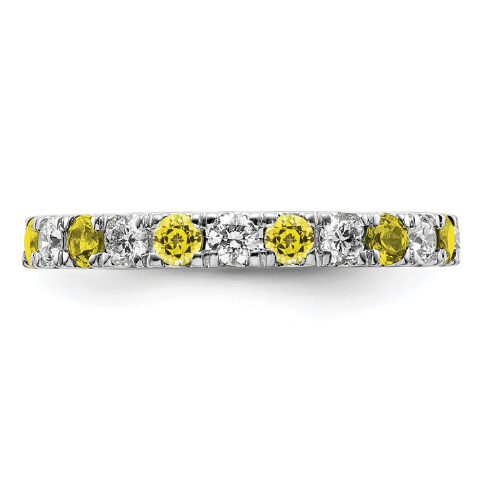 Exclusive 14K White Gold Eternity Band: 3/8 Carat Lab-Diamond & Yellow Sapphire - Stylish Size 5-3