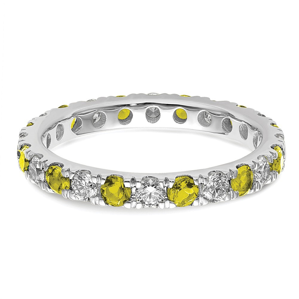 Exclusive 14K White Gold Eternity Band: 3/8 Carat Lab-Diamond & Yellow Sapphire - Stylish Size 5
