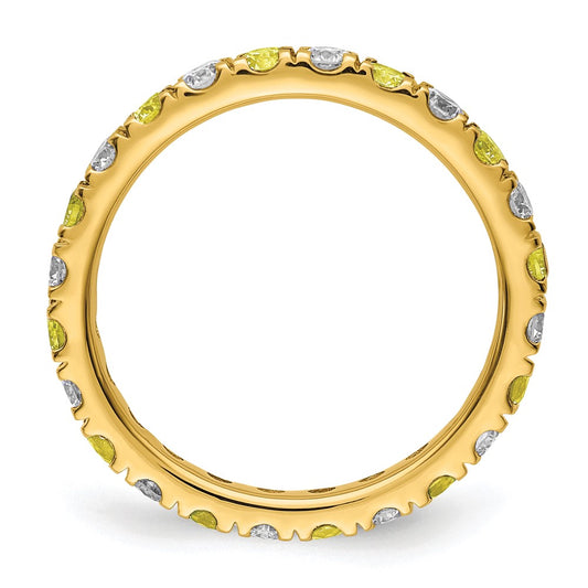 Buy Exclusive 14K Gold Eternity Band | 3/4 Carat Lab Grown Diamond & Yellow Sapphire