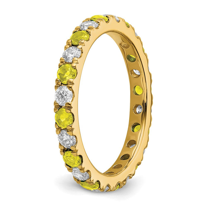 Buy Exclusive 14K Gold Eternity Band | 3/4 Carat Lab Grown Diamond & Yellow Sapphire-5