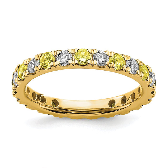 Buy Exclusive 14K Gold Eternity Band | 3/4 Carat Lab Grown Diamond & Yellow Sapphire-1
