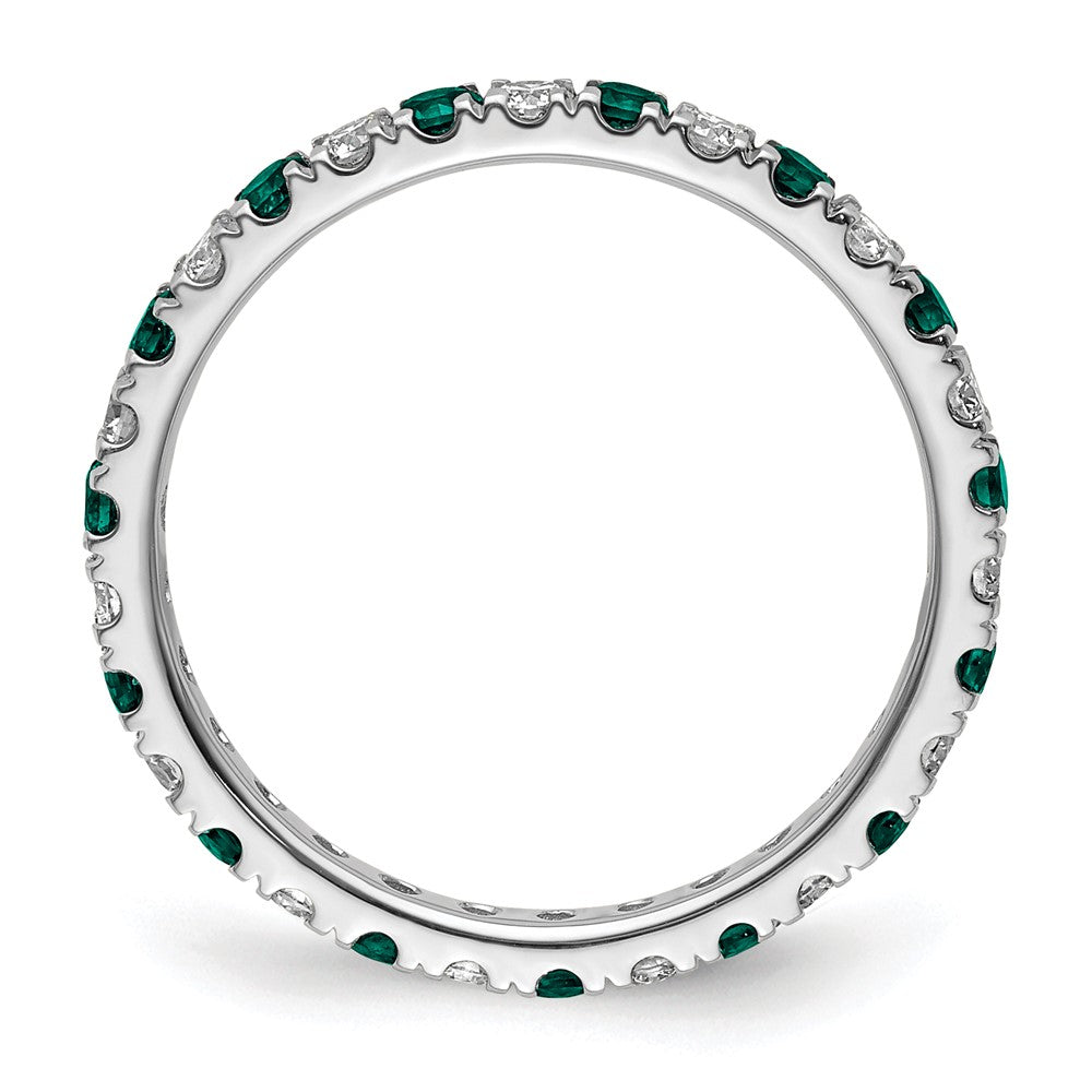 Exclusive 14K White Gold Eternity Band - 3/8 Carat Diamond & Alexandrite, Size 4