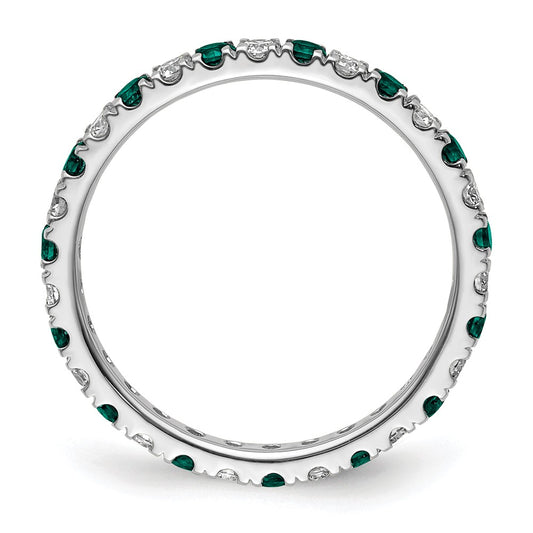 Exclusive 14K White Gold Eternity Band - 3/8 Carat Diamond & Alexandrite, Size 4