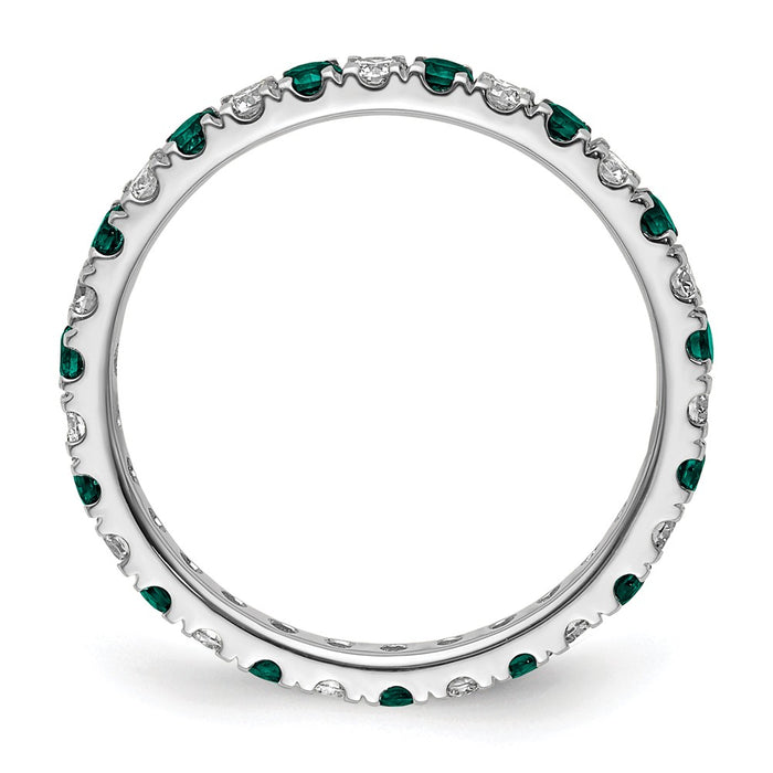 Exclusive 14K White Gold Eternity Band - 3/8 Carat Diamond & Alexandrite, Size 4-2