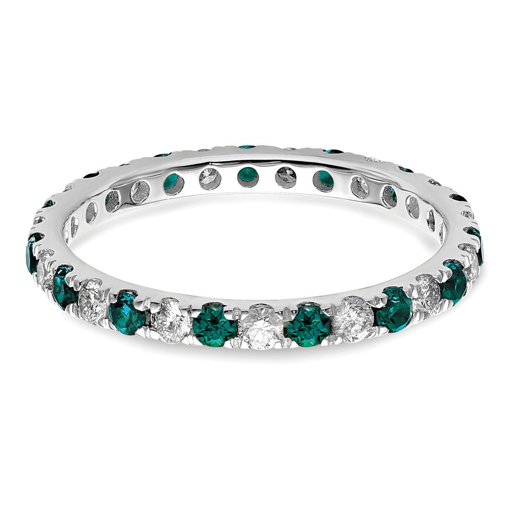 Exclusive 14K White Gold Eternity Band - 3/8 Carat Diamond & Alexandrite, Size 4