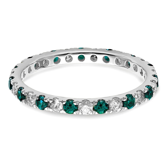 Exclusive 14K White Gold Eternity Band - 3/8 Carat Diamond & Alexandrite, Size 4-3