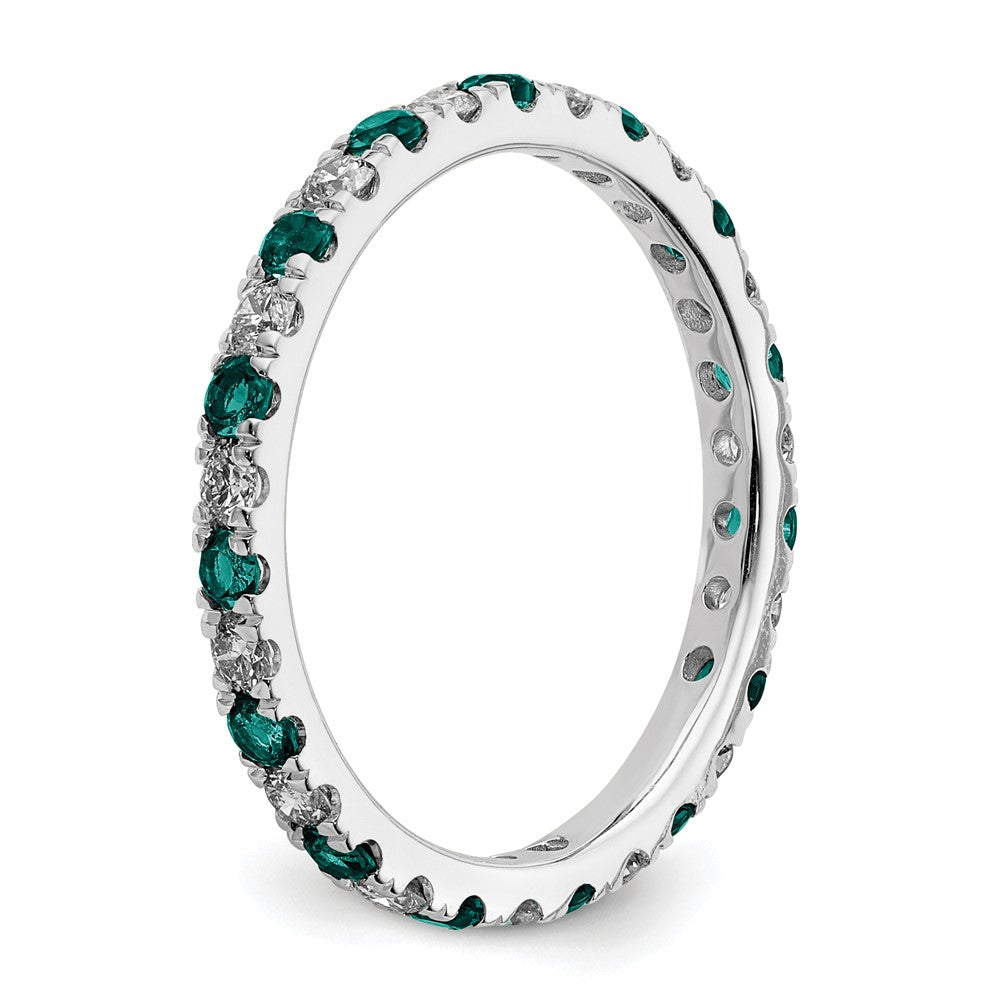 Exclusive 14K White Gold Eternity Band - 3/8 Carat Diamond & Alexandrite, Size 4