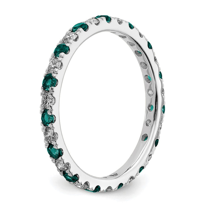 Exclusive 14K White Gold Eternity Band - 3/8 Carat Diamond & Alexandrite, Size 4-4