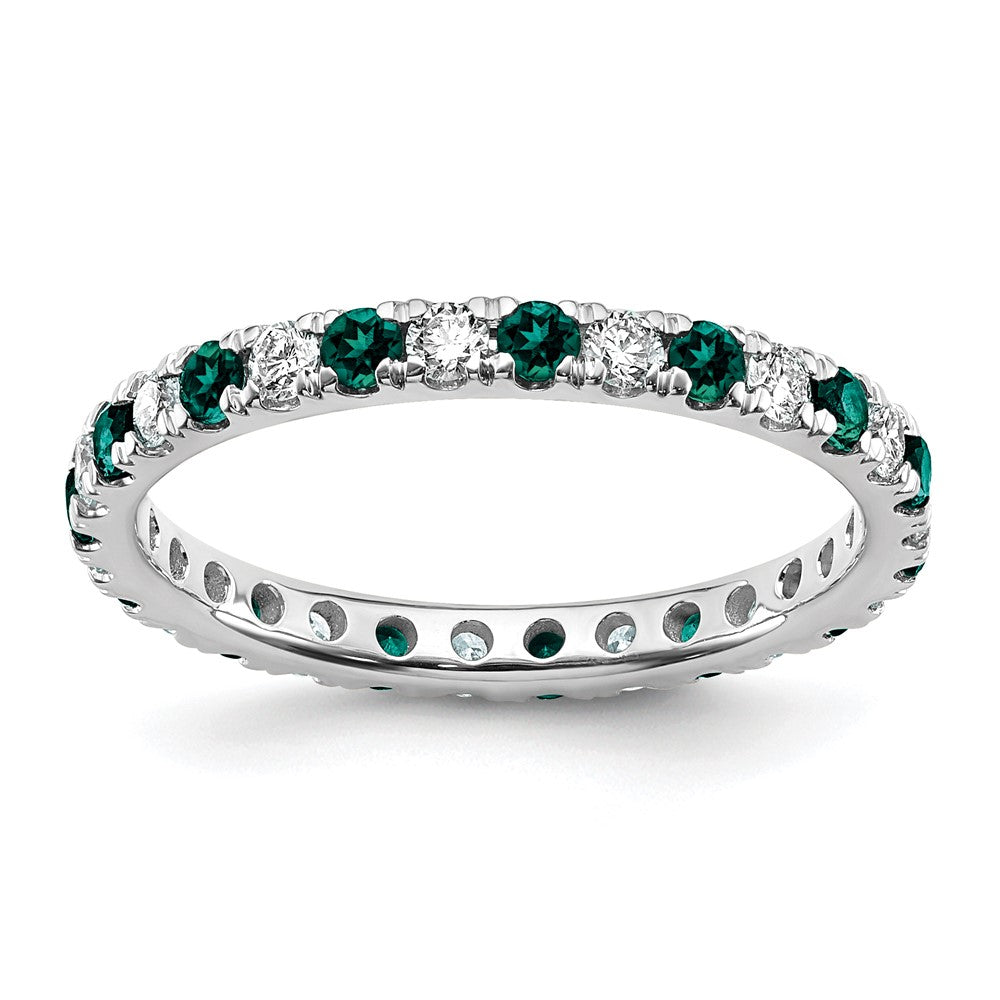 Exclusive 14K White Gold Eternity Band - 3/8 Carat Diamond & Alexandrite, Size 4