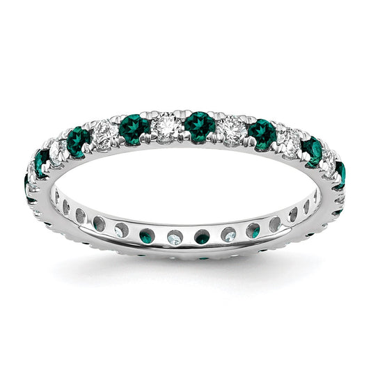 Exclusive 14K White Gold Eternity Band - 3/8 Carat Diamond & Alexandrite, Size 4