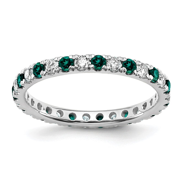 Exclusive 14K White Gold Eternity Band - 3/8 Carat Diamond & Alexandrite, Size 4-1