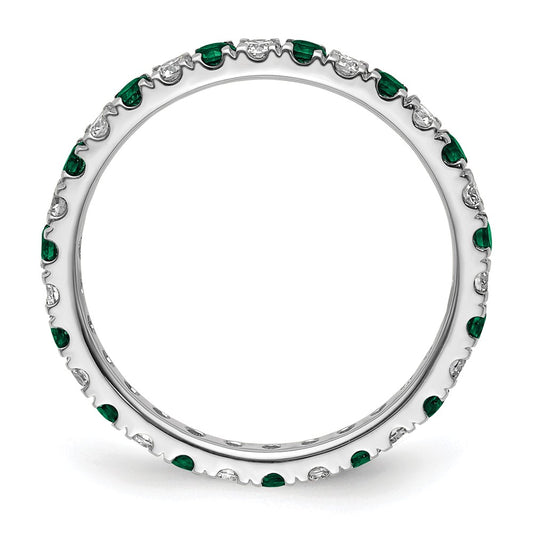 Buy Exclusive 14K White Gold Eternity Band with 1/2 Carat Lab Diamonds & Emeralds