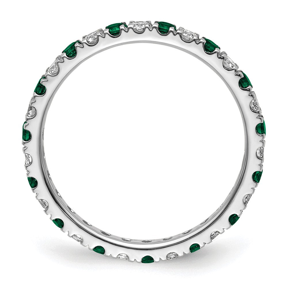 Shop Stylish 14K White Gold Eternity Band with 1/2 Carat Lab-Grown Diamond & Emerald, Size 7