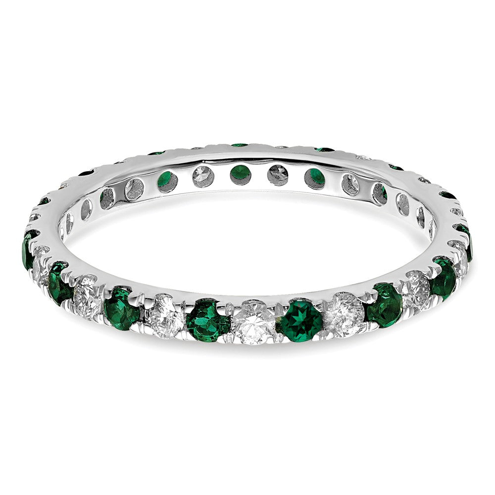 Shop Stylish 14K White Gold Eternity Band with 1/2 Carat Lab-Grown Diamond & Emerald, Size 7