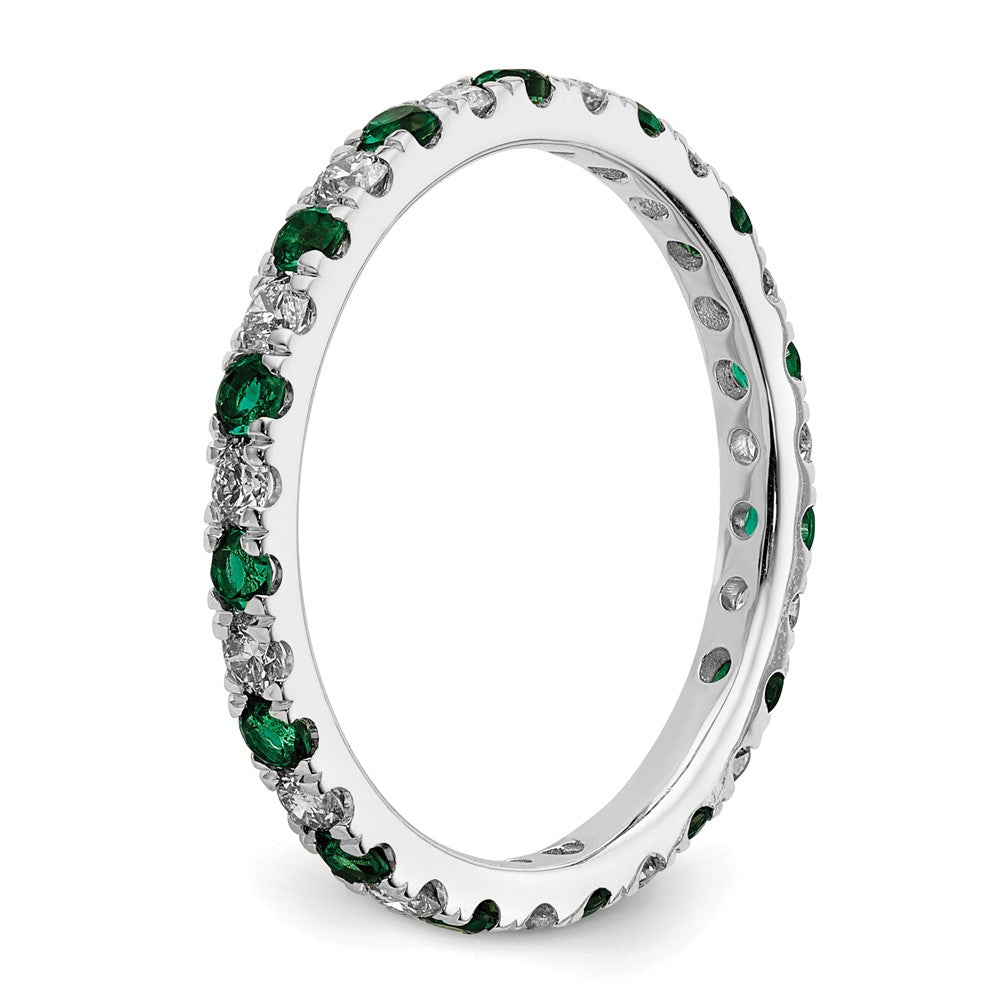 Shop Stylish 14K White Gold Eternity Band with 1/2 Carat Lab-Grown Diamond & Emerald, Size 7