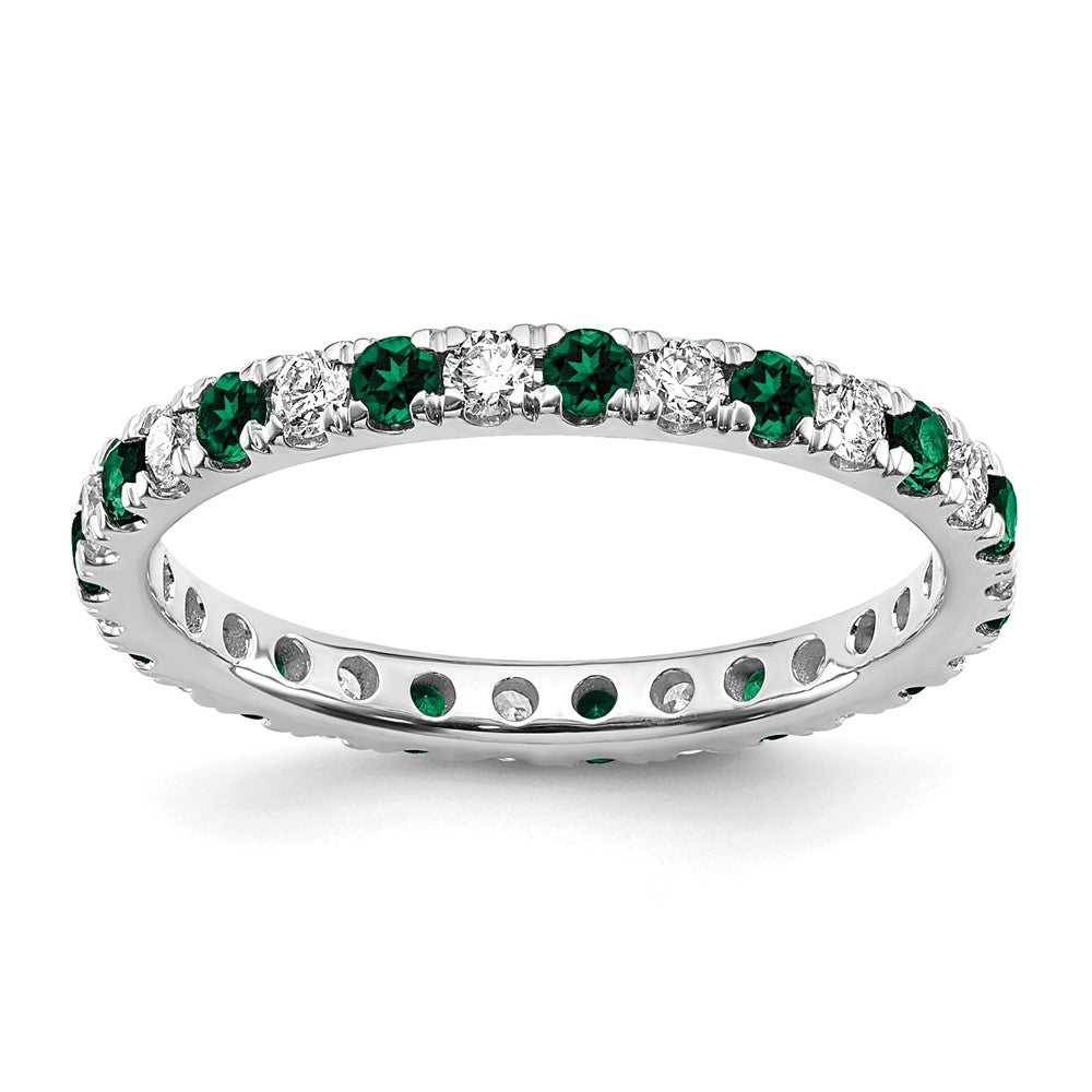 Shop Stylish 14K White Gold Eternity Band with 1/2 Carat Lab-Grown Diamond & Emerald, Size 7