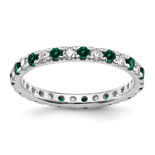 Shop Stylish 14K White Gold Eternity Band with 1/2 Carat Lab-Grown Diamond & Emerald, Size 7