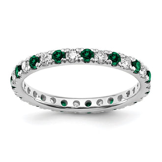 Shop 14K White Gold Eternity Band with 1/2 Carat Lab-Grown Diamond & Emerald - Stylish Value!